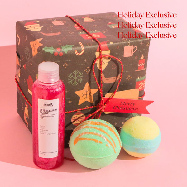 Limited Edition: Bubble Bath And Bath Bomb Christmas Gift Set - Bath And Body Gift Set
