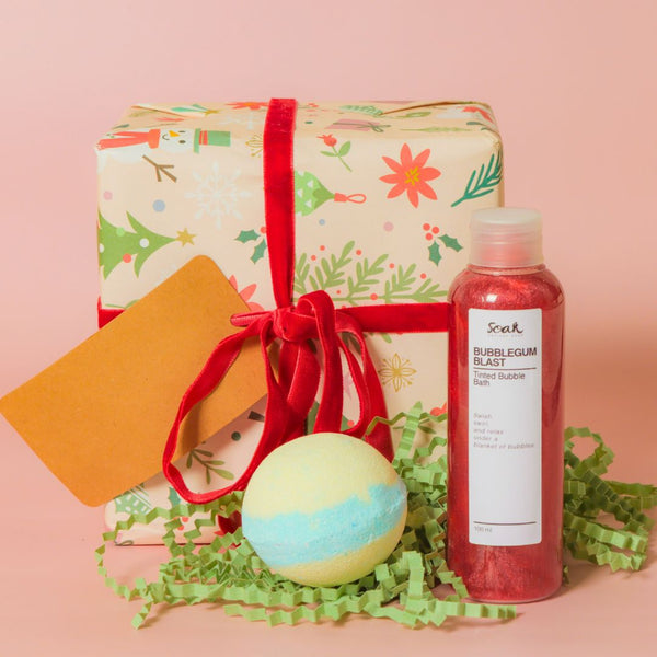 Christmas Gift Set For Kids - Bubble Bath & Bath Bomb For Bath Tub