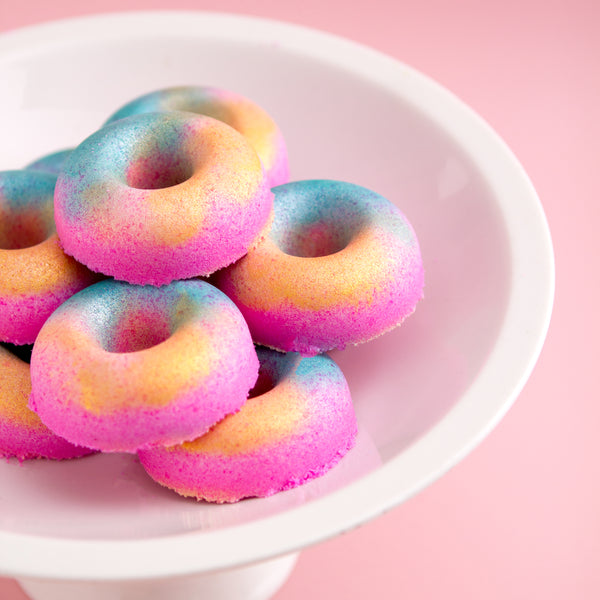 Donut Bath Bombs, Paraben-Free with Coconut Oil, Handmade Bath Bombs (Singles and Sets)